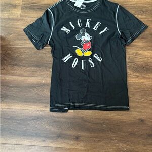 Disney Black Mickey Mouse Graphic Tee with Yellow & Red Accents